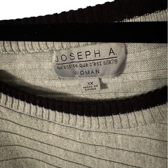 Joseph A Plus 3X Ribbed Knit Empire Waist Sweater Gray & Black Chic - Picture 4 of 6